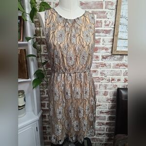 Tychee Womens Lace Dress sz large NWT taupe nude lace